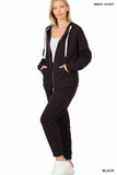 ZIPPER HOODIE SWEAT JACKET & SWEAT PANTS SET - 3 Colors