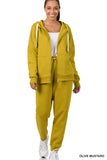 ZIPPER HOODIE SWEAT JACKET & SWEAT PANTS SET - 3 Colors