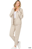 ZIPPER HOODIE SWEAT JACKET & SWEAT PANTS SET - 3 Colors