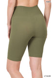 SEAMLESS RIBBED HIGH WAIST BIKER SHORTS - 3 Colors