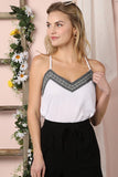 Trim Attached Camisole Top with Adjustable Straps