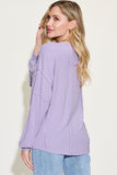 Ribbed Round Neck Long Sleeve Top - Multiple Color Options