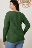 Ribbed V-Neck Long Sleeve Top - Multiple Colors Available