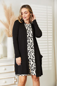 Open Front Longline Cardigan with Pockets