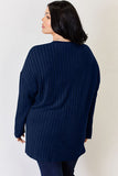 Ribbed Half Button Long Sleeve High-Low Top - Multiple Colors Available