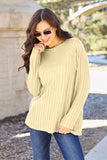 Ribbed Round Neck Long Sleeve Knit Top-multiple color options