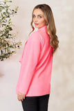 Open Front Long Sleeve Blazer in Pink