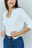 My Favorite 3/4 Sleeve Cropped Cardigan in Ivory