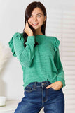 Ruffle Shoulder Long Sleeve Top