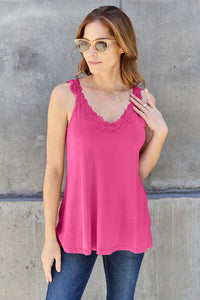 Lace Detail V-Neck Cutout Cami - multiple color options