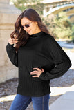 Ribbed Exposed Seam Mock Neck Knit Top - Multiple color options