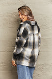 Plaid Dropped Shoulder Collared Shacket