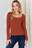 Ribbed Long Sleeve Top - Multiple Colors Available