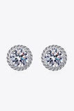 1 Carat Moissanite Rhodium-Plated Round Stud Earrings