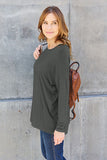 Round Neck Dropped Shoulder Top - multiple colors