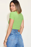 Ribbed Round Neck Short Sleeve Crop Tee