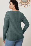 Ribbed V-Neck Long Sleeve Top - Multiple Colors Available