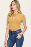 Ribbed Round Neck Short Sleeve Crop Tee