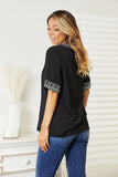 Embroidered Notched Neck Top