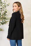 Open Front Long Sleeve Blazer in Black