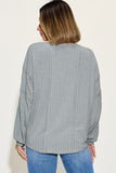 Ribbed Round Neck Long Sleeve Top - Multiple Color Options