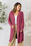 Ribbed Open Front Long Sleeve Cardigan With Pockets - 5 Color Options