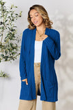 Ribbed Open Front Cardigan With Front Pockets - Color Options