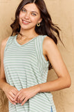 Talk To Me Striped Sleeveless V-Neck Top