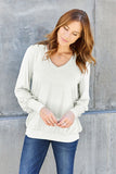 V-Neck Lantern Sleeve Blouse - multiple color options