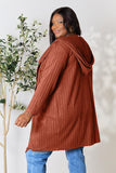 Ribbed Open Front Long Sleeve Cardigan With Pockets - 5 Color Options