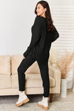 Notched Long Sleeve Top and Pants Set