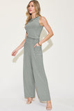 Ribbed Tank and Wide Leg Pants Set- 2 Color Options