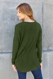 Round Neck Dropped Shoulder Top - multiple colors