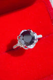 2 Carat Black Moissanite Floral Ring