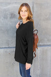 Round Neck Dropped Shoulder Top - multiple colors