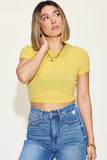 Ribbed Round Neck Short Sleeve Crop Tee