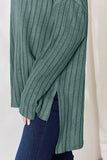 Ribbed Half Button Long Sleeve High-Low Top - Multiple Colors Available