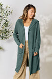 Ribbed Open Front Long Sleeve Cardigan With Pockets - 5 Color Options