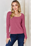 Ribbed Long Sleeve Top - Multiple Colors Available