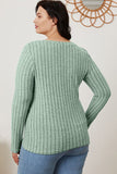 Ribbed V-Neck Long Sleeve Top - Multiple Colors Available