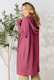 Ribbed Open Front Long Sleeve Cardigan With Pockets - 5 Color Options