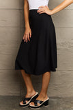 Wide Waistband Knee Length Skirt - 3 options