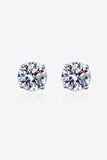 2 Carat Moissanite Rhodium-Plated Stud Earrings