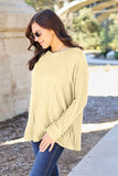 Ribbed Round Neck Long Sleeve Knit Top-multiple color options