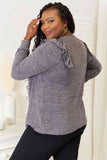 Square Neck Ruffle Shoulder Long Sleeve Top - 2 Color Options