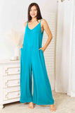 Soft Rayon Spaghetti Strap Tied Wide Leg Jumpsuit - 3 Color Options