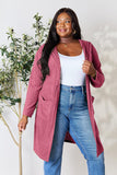 Ribbed Open Front Long Sleeve Cardigan With Pockets - 5 Color Options