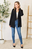 Open Front Long Sleeve Blazer in Black