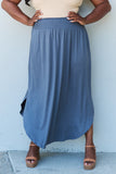 Comfort Princess High Waist Scoop Hem Maxi Skirt in Dusty Blue