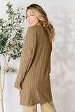 Ribbed Round Neck Long Sleeve Slit Top - Multiple colors